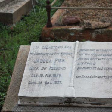 PIEK Jacoba nee DU PLESSIS 1870-1937