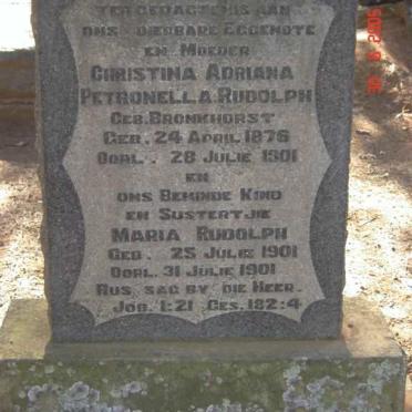 RUDOLPH Christina Adriana Petronella nee BRONKHORST 1876-1901 :: RUDOLPH Maria 1901-1901