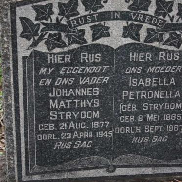 STRYDOM Johannes Matthys 1877-1945 &amp; Isabella Petronella nee STRYDOM 1885-1967