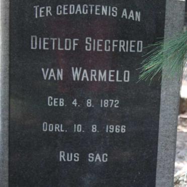 WARMELO Dietlof Siegfried, van 1872-1966