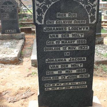 WALT Johannes Lodewyk, van der 1866-1933 &amp; Johanna Jacoba 1866-1930