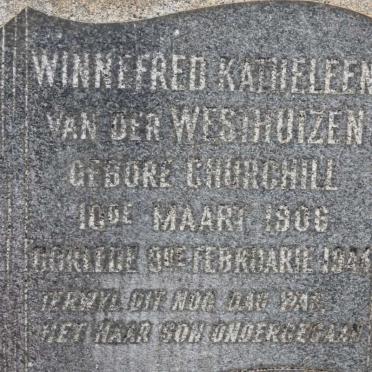 WESTHUIZEN Winnefred Kathleen, van der nee CHURCHILL 1906-194? 