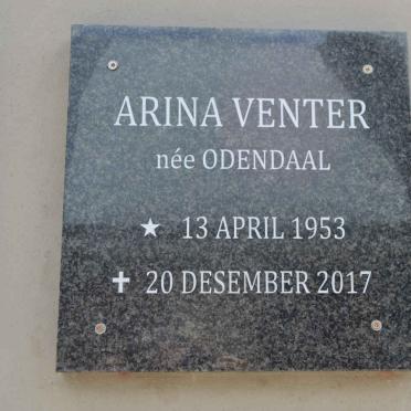 VENTER Arina nee ODENDAAL 1953-2017
