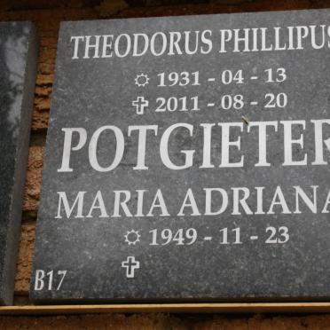 POTGIETER Theodorus Phillipus 1931-2011 &amp; Maria Adriana 1949-