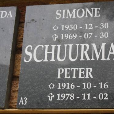 SCHUURMAN Peter 1916-1978 :: SCHUURMAN Simone 1950-1969