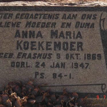 KOEKEMOER Anna Maria nee ERASMUS 1869-1947