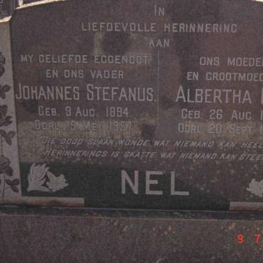 NEL Johannes Stefanus 1894-1957 &amp; Albertha H.H. 1901-1983