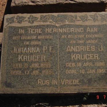 KRUGER Andries J. 1888-1951 &amp; Johanna P.E. 1893-1960