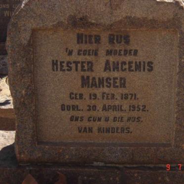 MANSER Hester Angenis 1871-1952