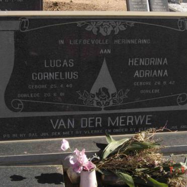 MERWE Lucas Cornelius, van der 1940-1981&amp; Hendrina Adriana 1942-