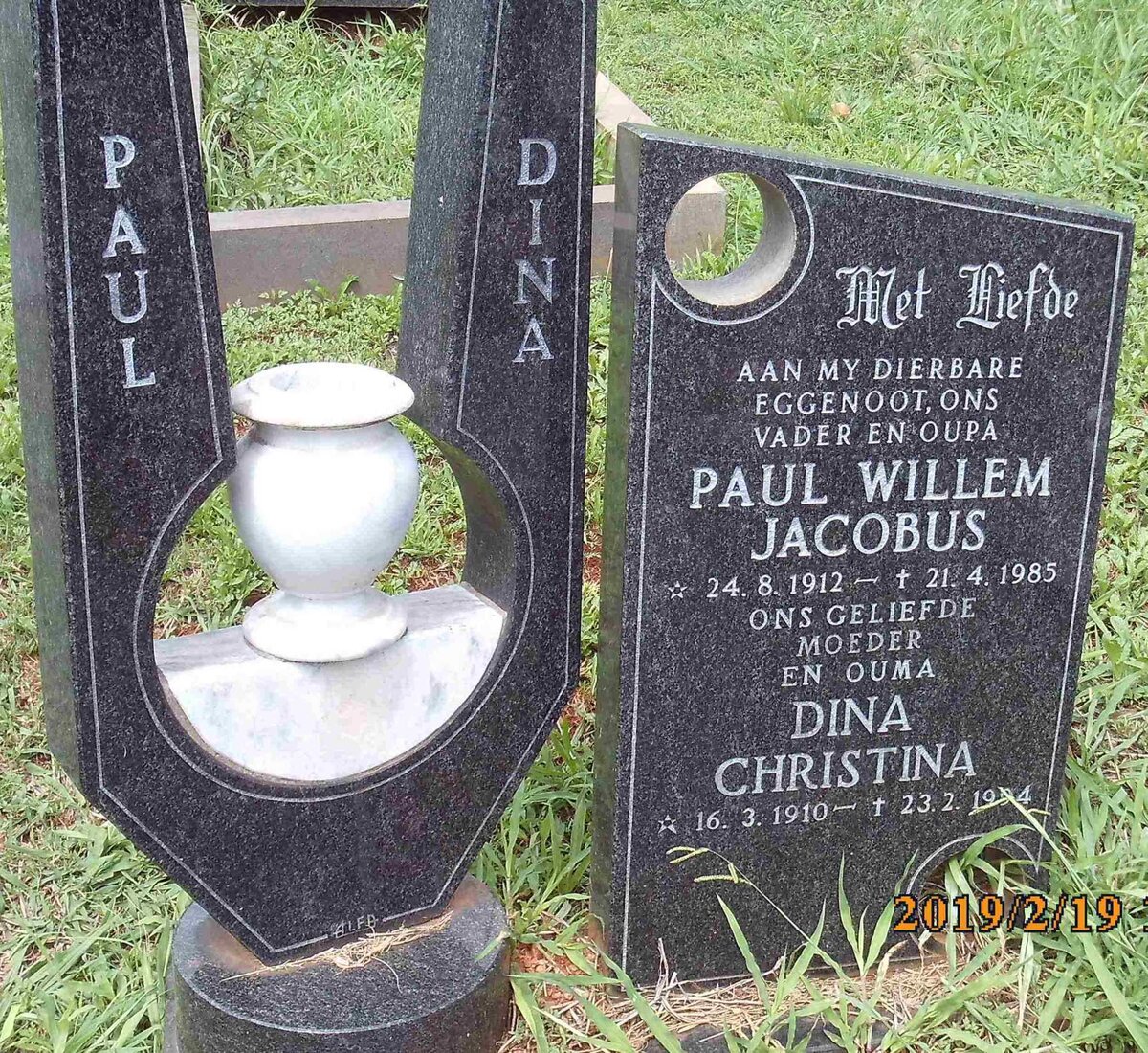 ? Paul Willem Jacobus 1912-1985 &amp; Dina Christina 1910-1994