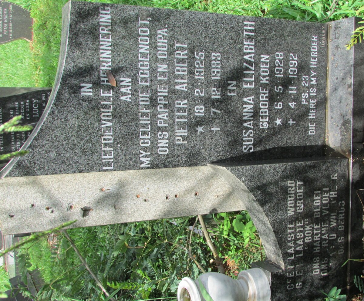 ? Pieter Albert 1925-1983 &amp; Susanna Elizabeth KOEN 1928-1992