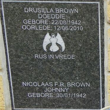 BROWN Nicolaas F.R. 1942- &amp; Drusilla 1942-2010