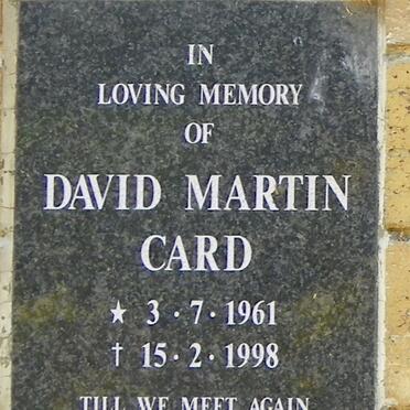 CARD David Martin 1961-1998