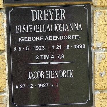DREYER Jacob Hendrik 1927- &amp; Elsje Johanna ADENDORFF 1923-1998