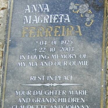 FERREIRA Anna Magrieta 1925-2003