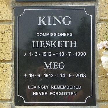 KING Hesketh 1912-1990 &amp; Meg 1912-2013