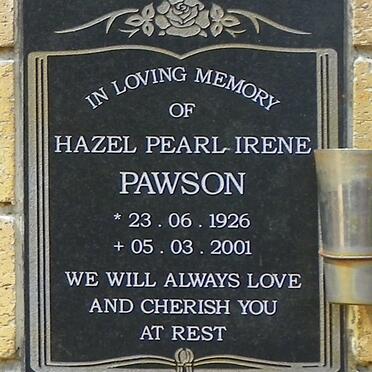 PAWSON Hazel Pearl Irene 1926-2001