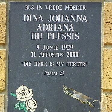 PLESSIS Dina Johanna Adriana, du 1929-2000