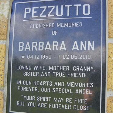 PEZZUTTO Barbara Ann 1950-2010