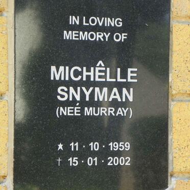 SNYMAN Michêlle nee MURRAY 1959-2002