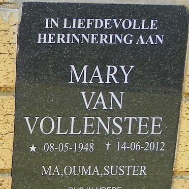 VOLLENSTEE Mary, van 1948-2012