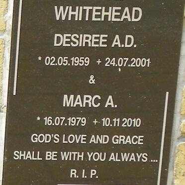 WHITEHEAD Desiree A.D. 1959-2001 :: WHITEHEAD Marc A. 1979-2010