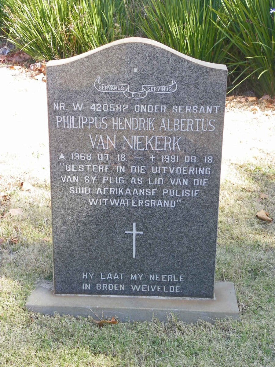 NIEKERK Philippus Hendrik Albertus, van 1968-1991