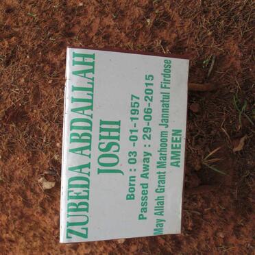 JOSHI Zubeda Abdallah 1957-2015