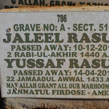 RASUL Yussaf -2011 &amp; Jaleel -2018