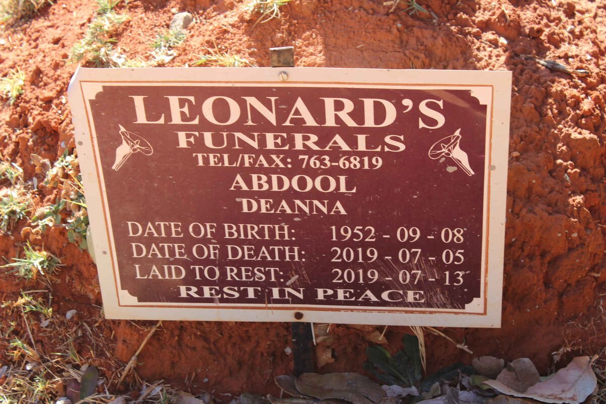 ABDOOL Deanna 1952-2019