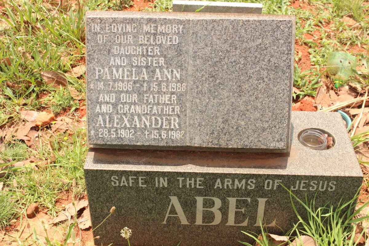ABEL Alexander 1902-1982 :: ABEL Pamela Ann 1986-1988