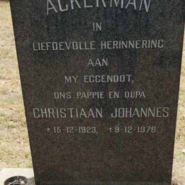 ACKERMAN Christiaan Johannes 1923-1978