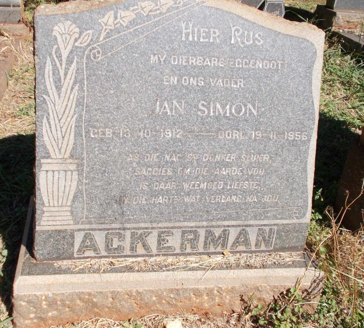 ACKERMAN Jan Simon 1912-1956