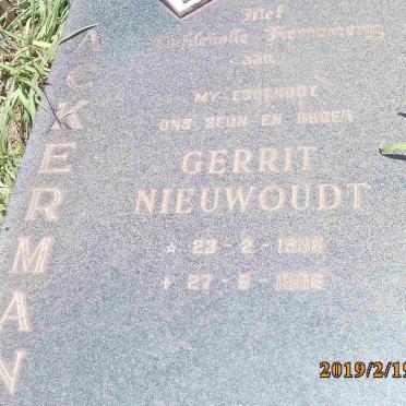 ACKERMAN Gerrit Nieuwoudt 1965-1988