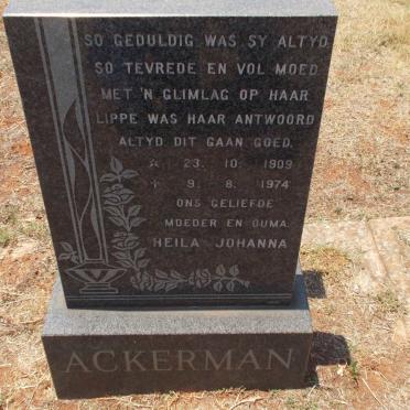 ACKERMAN Heila Johanna 1909-1974