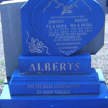 ALBERTS Johnny 1942-2003 &amp; Meisie 1947-1985