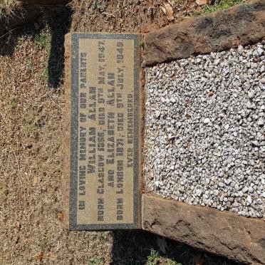 ALLAN William 1866-1947 &amp; Elizabeth 1871-1949