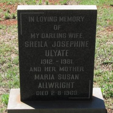 ALLWRIGHT Maria Susan -1963 :: ULYATE Sheila  Josephine 1912-1981 