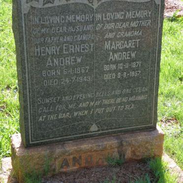 ANDREW Henry Ernest 1867-1943 &amp; Margaret 1871-1957