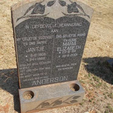 ANDERSON Jantjie 1909-1968 &amp; Maria Elizabeth 1911-2001