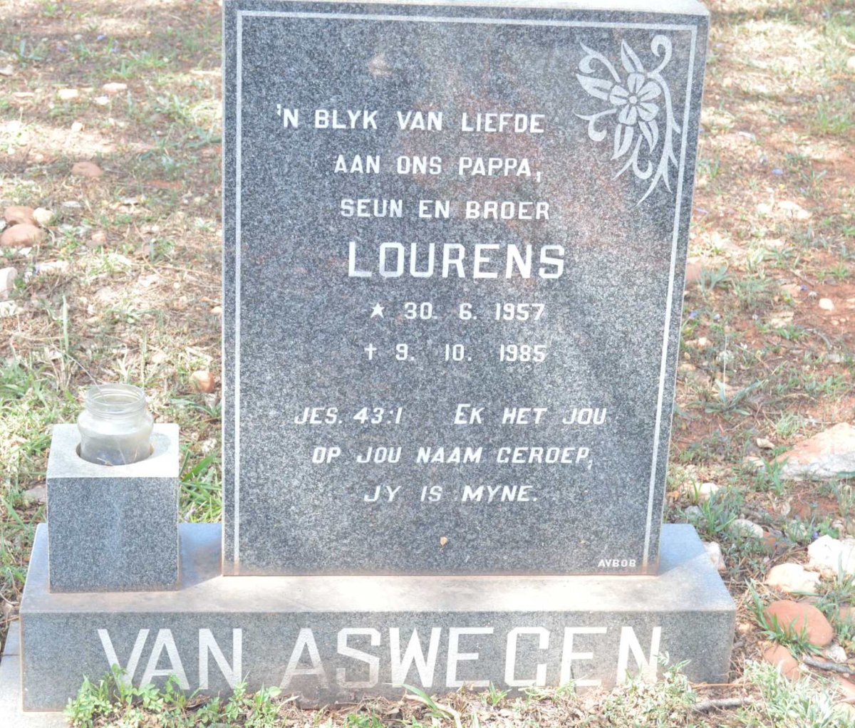 ASWEGEN Lourens, van 1957-1985