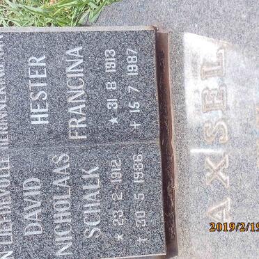 AXSEL David Nicholaas Schalk 1912-1986 &amp; Hester Francina 1913-1987