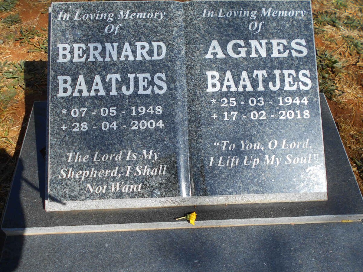 BAATJES Bernard 1948-2004 &amp; Agnes 1944-2018