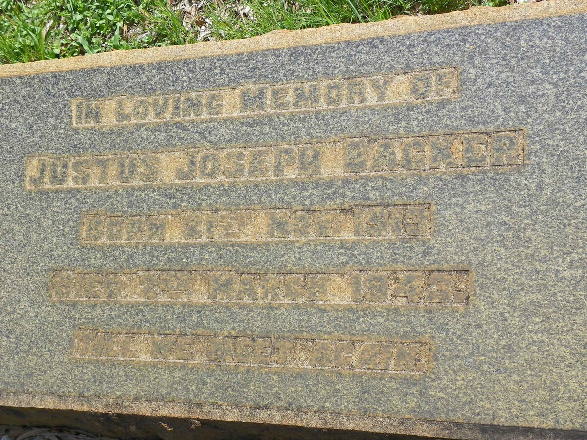 BACKER Justus Joseph 1913-1943