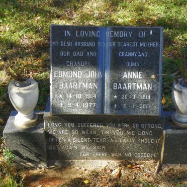 BAARTMAN Edmund John 1914-1977 &amp; Annie 1914-2008