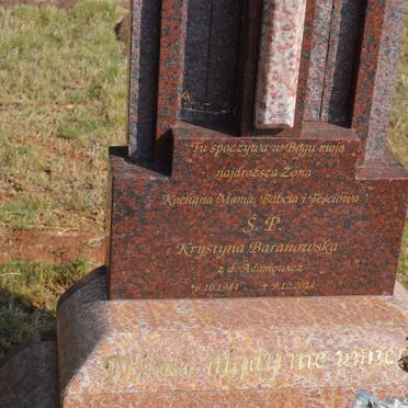 BARANOWSKA Krystyna nee ADAMOWICZ 1944-2014