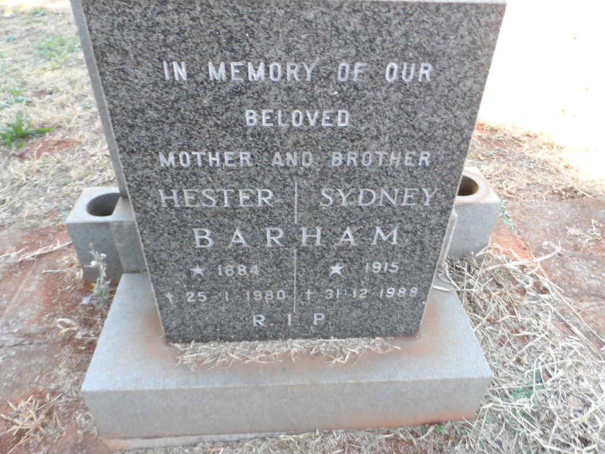 BARHAM Hester 1884-1980 :: BARHAM Sydney 1915-1988