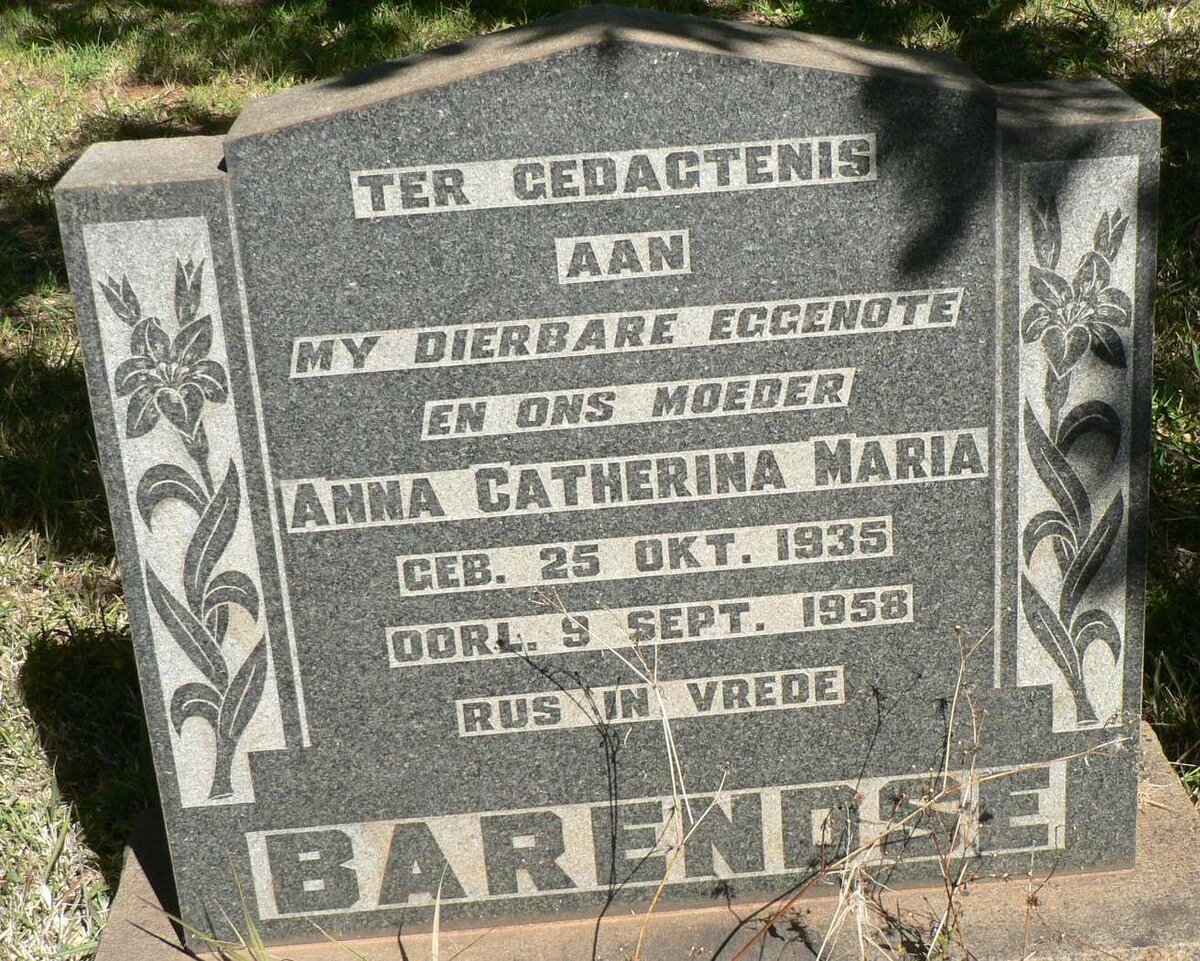 BARENDSE Anna Catherina Maria 1935-1958
