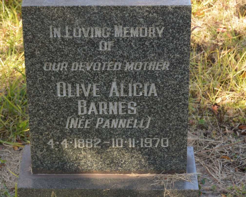 BARNES Olive Alicia nee PANNELL 1882-1970